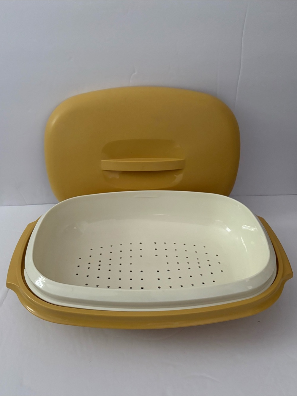Tupperware Vintage Vegetable Rice Three Piece Steamer Harvest Goldd